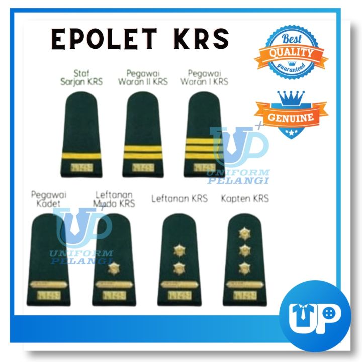 Epolet KRS Remaja Woven & Plat KRS Pegawai Pangkat Logam Staf Sarjan ...