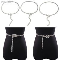 Fashion Versatile Luxury Design Casual Rhinestone Belt Metal Buckle Waistband Thin Waist Strap Trouser Dress Belts