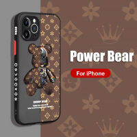 LANTOM Power Bear Pro Skin สำหรับ iPhone 14 13 12 11 Pro Max Mini XS XR X 8 7 6 6S Plus + SE 2020 ฮาร์ดแฟชั่นน่ารักพร้อมเลนส์ป้องกันกรณีกันกระแทก