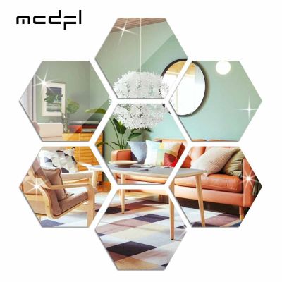 MCDFL Hexagon Mirror Wall Stickers Tiles Adhesive Room Korean Shower Makeup Panel