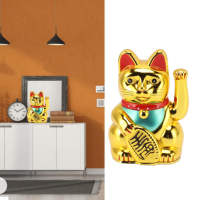 4 นิ้ว Lucky Cat Decor มือโบกต้อนรับแมวสำหรับ Home Desk เครื่องประดับของขวัญ