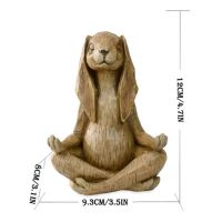 Meditating Zen Animal Sculpture Buddhism Yoga Gesture Garden Decor Bonsai  Desktop  Fountain Ornament Resin Rabbit Statue