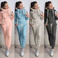 【DT】hot！ 2 Piece Set Tracksuit Sportwear Fleece Hoodies Pullover Sweatshirts Baggy Trousers Jogger Pants Warm Outfits