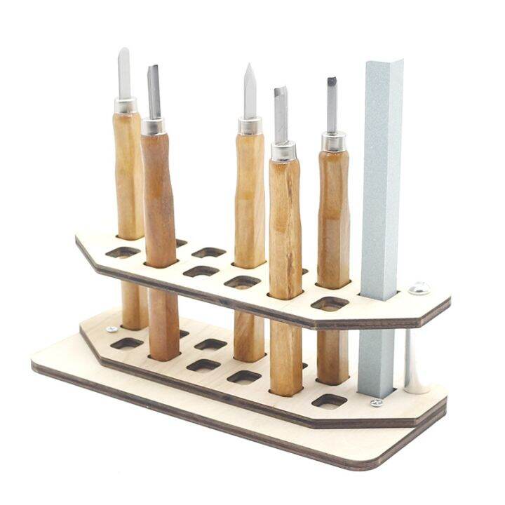 12 Square Hole Wooden Knife Holder Carving Knife Storage Rack Carving