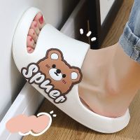 Thick Platform Women Slippers Summer Beach Soft Sole Slide Sandals Cartoon Bear Men Indoor Bathroom Shoes Anti-Slip Flip Flops House Slippers