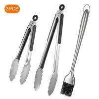 3pcs For Home Tongs Brush Camping Stainless Steel Indoor Pratical Universal Party Dishwasher Cleaning BBQ Grill Tools Outdoor