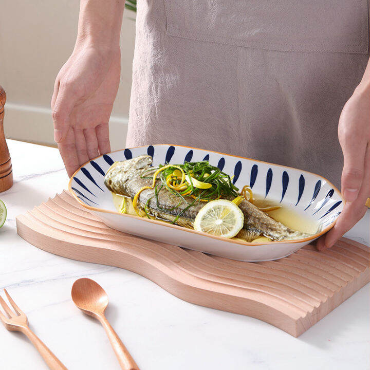 12inch large fish plate ceramic doubleeared fish plate creative