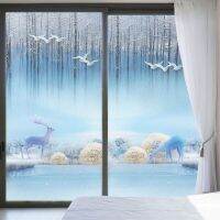 Bathroom glass film anti-peep anti-light shower room sliding door stickers toilet window stickers decorative elk