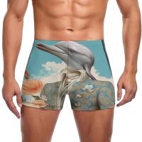 Dolphin Swimming Trunks Dapper Clothing  Multi Style Art Fashion Stay-in-Shape Swim Boxers Pool Push Up Men Swimsuit Swimwear