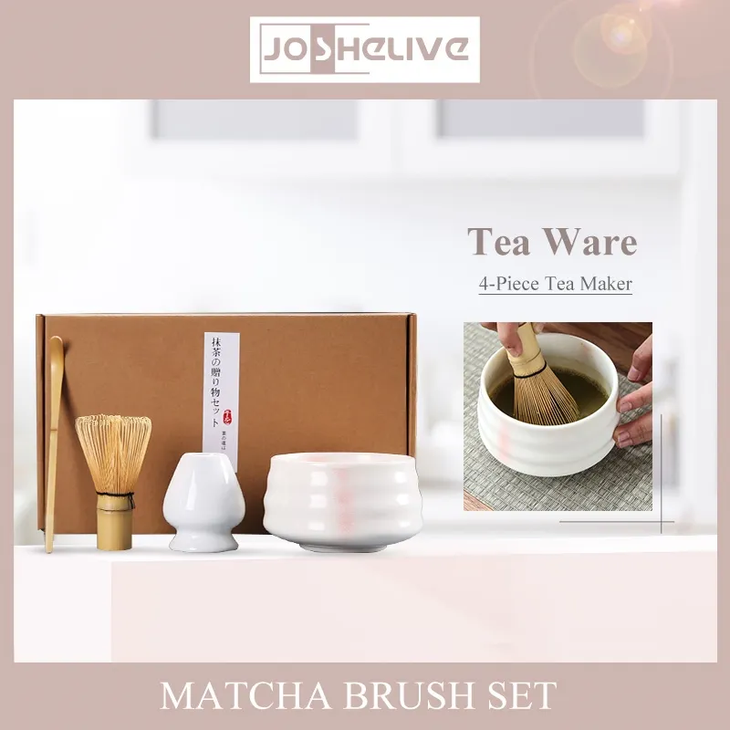 4pcs/set Easy To Clean Matcha Tea Set With Tool Rack, Including