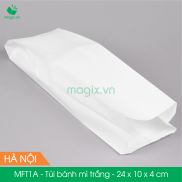 MFT1A - 24x10x4cm - 100 TÚI GIẤY BÁNH MÌ TRẮNG
