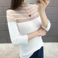 ✔️ Women Ice Silk Knit Blouse Half Sleeve Mesh Knitted Tops Korean Fashion Tee Tops