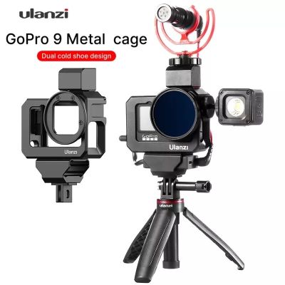 ULANZI Gopro 12 / 11 /10 / Gopro 9 Metal Vlog CAGE Dual Cold Shoe for Microphone LED Light 52mm Filter Adapter กรอบเฟรมอลูมิเนียม