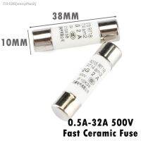 ♧♠ 5Pcs 10x38 Fast blow Ceramic Fuse 10x38mm Fuse 500V 0.5A 1A 2A 4A 5A 6A 8A 10A 16A 20A 32A RO15 RT18 RT14