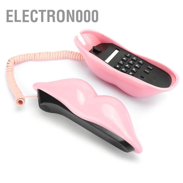 electron000-โทรศัพท์ตั้งโต๊ะรูปริมฝีปากสีชมพูสไตล์ยุโรป