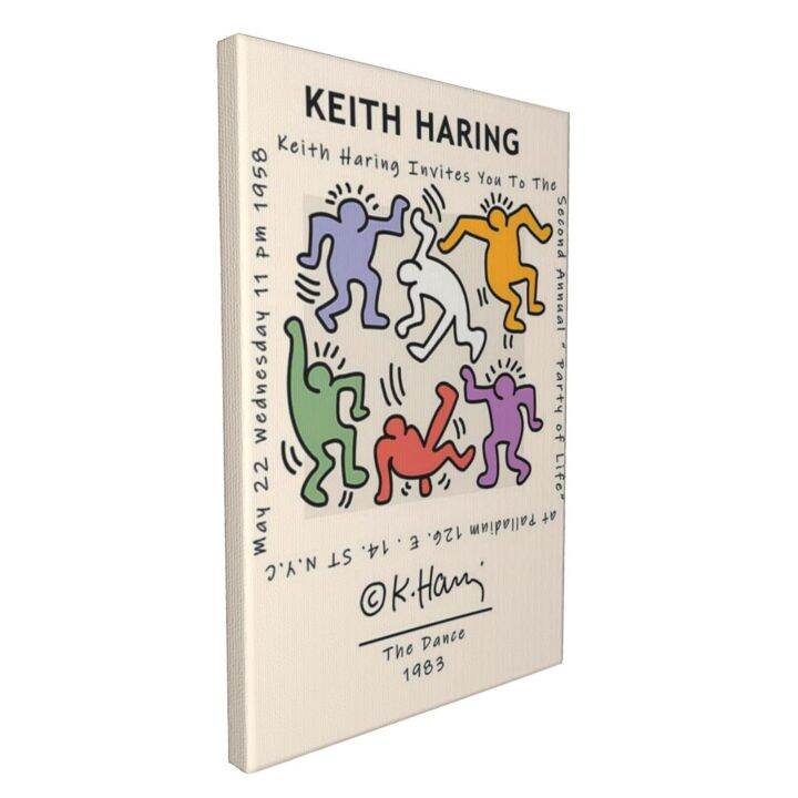 keith-haring-ไร้กรอบ-คุณภาพสูงผ้าใบไร้กรอบตกแต่งภาพ16x24in-แนวตั้ง-ผ้าใบวาดภาพ-ตกแต่งผนัง-โปสเตอร์