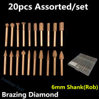 20ชิ้นเซ็ต10046 Grit zed Diamond Grinding Head 6Mm Sharpening Polishing For Stone Carving Jade Carving Grinding Tool