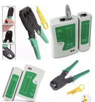 Set 2in1 คีมเข้าหัวสายแลน Network RJ45 CAT5 RJ11 RJ12 LAN Cable Wire Crimper Crimp Plier Strip Tool Green + ตัวเช็คสายแลน RJ45 RJ11 RJ12 CAT5 UTP Network LAN Cable Tester Remote Test Tools