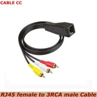 สายอะแดปเตอร์สำหรับสายพานตัวผู้ CVT5/6 RJ45ถึง3RCA ตัวผู้ยาว0.8ม. และขยายสายเคเบิลอะแดปเตอร์เสียงและวิดีโอ