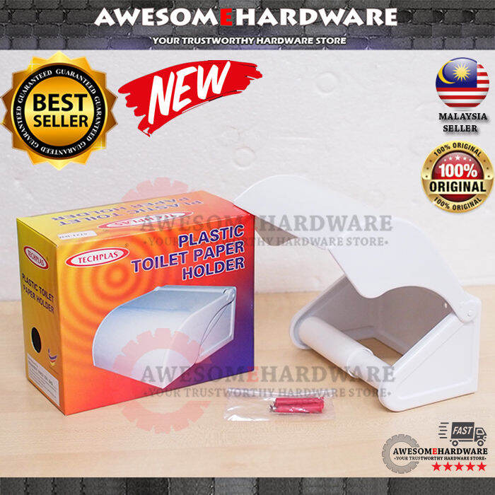 (MADE IN MALAYSIA) TECHPLAS 6121 PVC TOILET PAPER BOX HOLDER FULL COVER