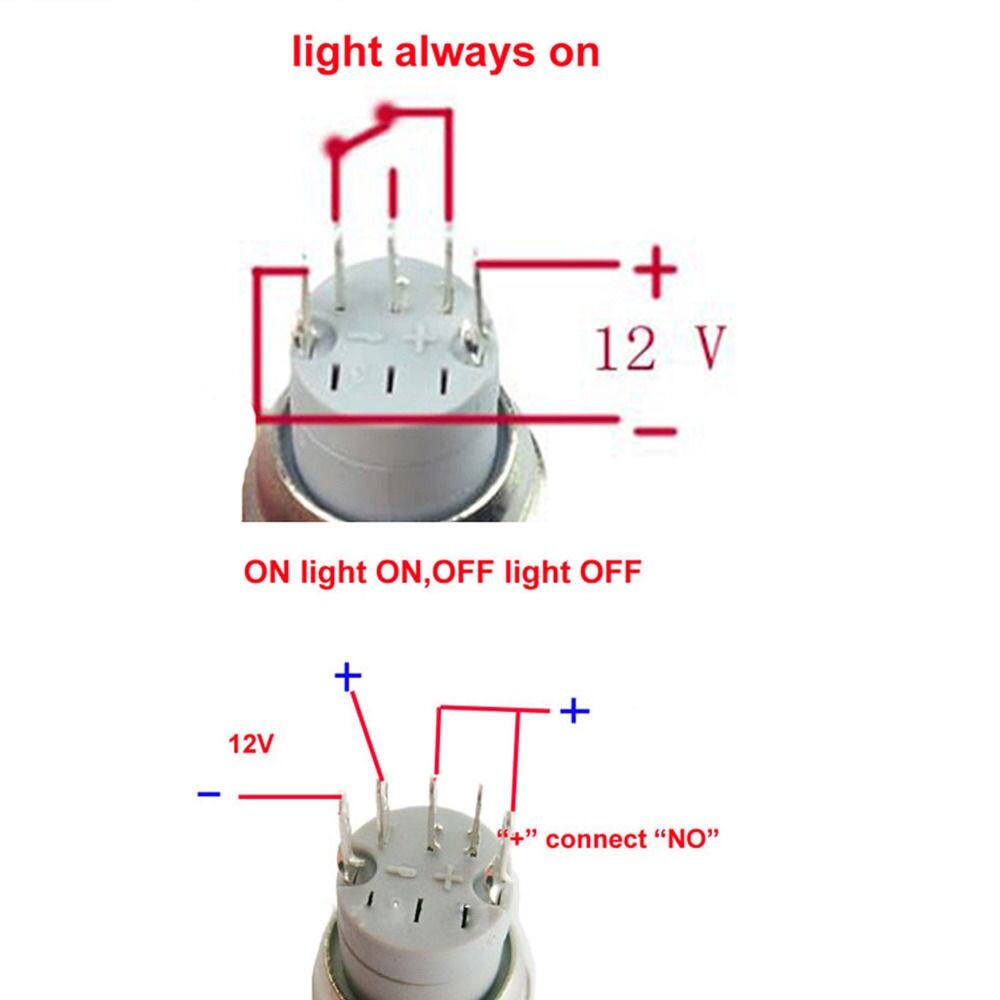 2pcs 16mm 12V BLUE Led Light Push Button Metal ON-OFF Switch For Car Boat Motor 