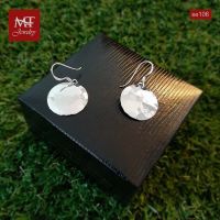 MT ต่างหูเงินแท้ ทรงกลม ลายค้อนทุบ แบบห้อย/ตะขอเกี่ยว Solid 925 Sterling Silver Earrings (se106) MT Jewelry มณีธารา