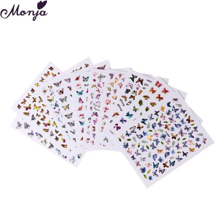 monja-สติกเกอร์-ลายผีเสื้อ-มีกาวในตัว-สําหรับตกแต่งเล็บ-20-แบบ