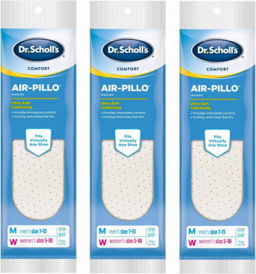 Dr. Scholls Insoles Air-Pillo Cushioning - 3 Pairs (Mens Sizes 7-13 & Womens Sizes 5-10)