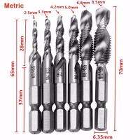 6ชิ้น M3-M10เมตริกและชุดดอกสว่านเหล็กก๊อกน้ำ Hss เหล็กสว่านหกเหลี่ยมทนทานระบบเมตริกพลังงาน