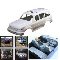 ۩ 1/10 Scale LC80 Hard Body Mount Roof Rack Interior Tail Ladder Spare Wheel Carrier Snorkel LED Lamp for RC Crawler SCX10 TRX4