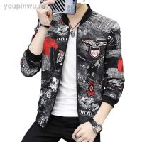 CODAndrew Hearst ☋▥✷✁✎Autumn thin section flower jacket men leisure han edition mens baseball uniform students personality trend coat loo