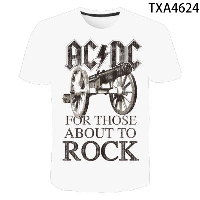 3D printed rock top logo AC/AD pattern, summer mens short sleeve shirt, round neck 3D T-shirt comfortable and breathable 2