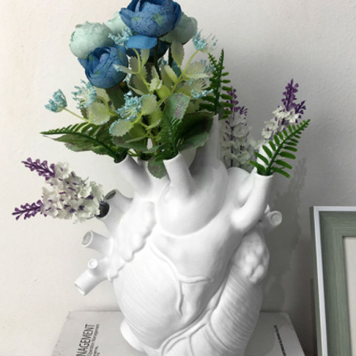 แจกันดอกไม้ทรงหัวใจจำลองสไตล์นอร์ดิก-แจกันศิลปะทำจากเรซินหัวใจจุของตกแต่งบ้านโต๊ะทำงาน