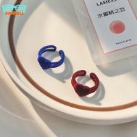 FARRELL เรขาคณิต ป่า อารมณ์ หัวใจแห่งความรัก สามมิติ สำหรับเด็กผู้หญิง Flocking Finger Ring แหวนสไตล์เกาหลี แหวนเปิดผู้หญิง เครื่องประดับแฟชั่น