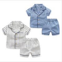 Pajamas For Boys Girls Short Sleeve Harajuku Set Striped Summer Cute Toddler Nightwear Kids Sleepwear Children Homewear Clothes