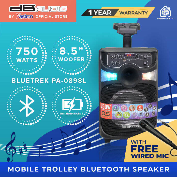 DB Audio by Astron BLUETREKPA0898L Portable Mobile Trolley Bluetooth