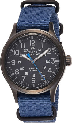 Timex Mens TW4B04800 Expedition Scout 40 Blue Nylon Slip-Thru Strap Watch