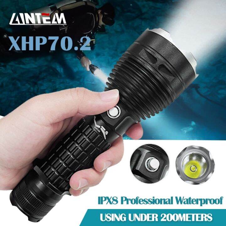 xhp70-2-18000lm-ใต้น้ำที่ทรงพลัง-ไฟฉายดำน้ำ-led-ดำน้ำสูง200เมตรโคมไฟนาฬิกากันน้ำลึก-ipx8ดำน้ำดำน้ำ30w