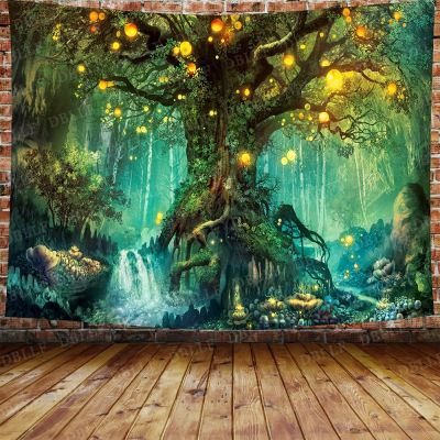 Boho Decoration Home Decor Forest Castle Tapestry Fairy Tale Trippy Colorful Butterfly Wall Hanging Tapestry Fantasy Decor Mural