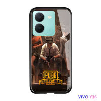 Volans เคส Game PUBG เกมมือถือสำหรับ Vivo Y36 Y36 5G เคสมือถือเกมมือถือสำหรับเด็กชายกระจกนิรภัยมันวาวปลอกฝาหลัง