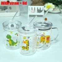 【CW】✒✳  Cups Children Scale Cartoon Glass Household Heat-resistant Mugs with Lids