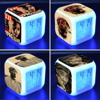 Rapper 2Pac Tupac Alarm Clock Children Desk Clock Kids Cartoon Led Digital Clock with Date Thermometer Boys Girls Birthday Gifts