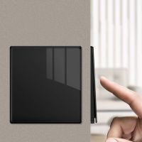 New popular ultrathin curved surface 250V/10A 1/2/3/4gang 86*86MM Classic Black mirror tempered glass panel wall switch  series