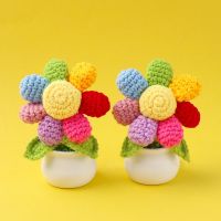 【CC】☽●☸  Crochet Flowers Little Knitted Potted Wedding  Decorate Hand-woven Artificial Ornaments