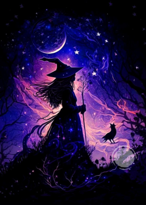 Enchanting Witchcraft Canvas Art: Moonlit Witch Halloween Wall Decor For Home &amp; Room - Magical Fantasy Prints And Posters