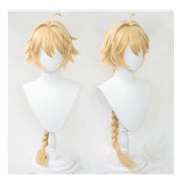 Genshin Impact Traveler Aether Wig Blonde Long Braided Heat Resistant Hair Halloween Role Play Cosplay Wigs+ Wig Cap