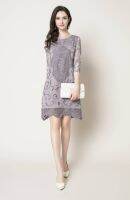 2MUAY PREMIUM DRESS Romantic Embroidered Lace Sleeve Dress เดรสกระโปรงลายปักฉลุ แขน3ส่วน KT1060