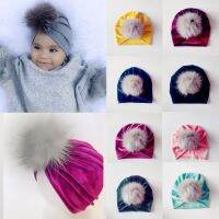 OKDEALS หมวกเด็กอ่อนลูกบอลขนกำมะหยี่ยืดหยุ่นได้สำหรับผ้าโพกหัวอินเดียที่รัดศีรษะ