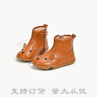 รองเท้าบู้ตหนังเด็กลายหมีน้อย,รองเท้าบูทมาร์ติน Sepatu BOOT Pendek เด็กผู้หญิงฤดูใบไม้ร่วงและฤดูหนาวหมีน้อยนุ่ม Tznret168