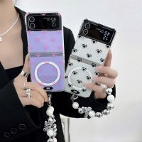 Samsung Z เคสพลิกสวยงาม Flip4 Z Flip3พร้อมโซ่หรูหราโปร่งใสสำหรับ Samsung Galaxy Z Flip 4 Z Flip 3เคสโทรศัพท์ป้องกัน